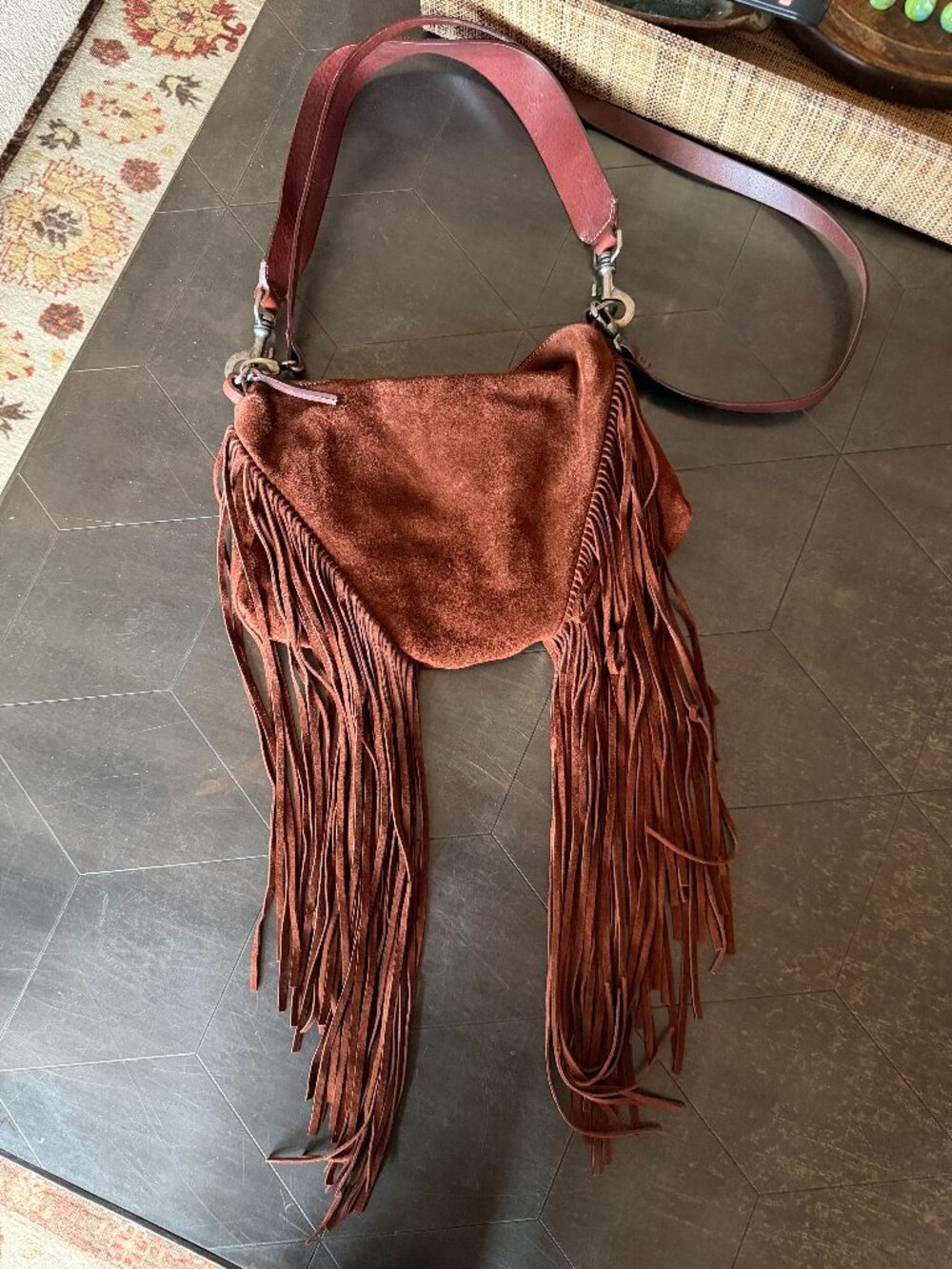Johnny Was Fringe Leather Handbag - Never Used - Brown